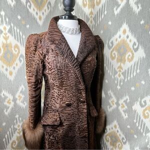 Vintage Tigre Royal of Geneva Brown Swahari Broadtail Lamb & Sable Coat